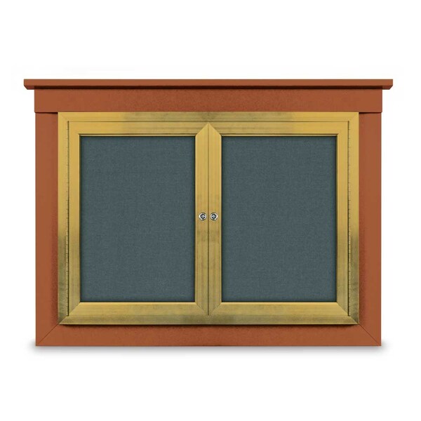 24"x36" 1-Door Enclosed Letterboard, Header, Grey Felt/Cherry